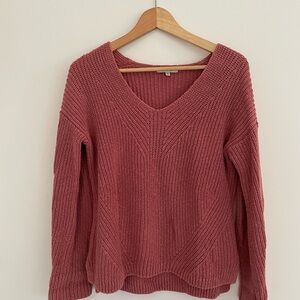 Madewell V-Neck Sweater in Rose